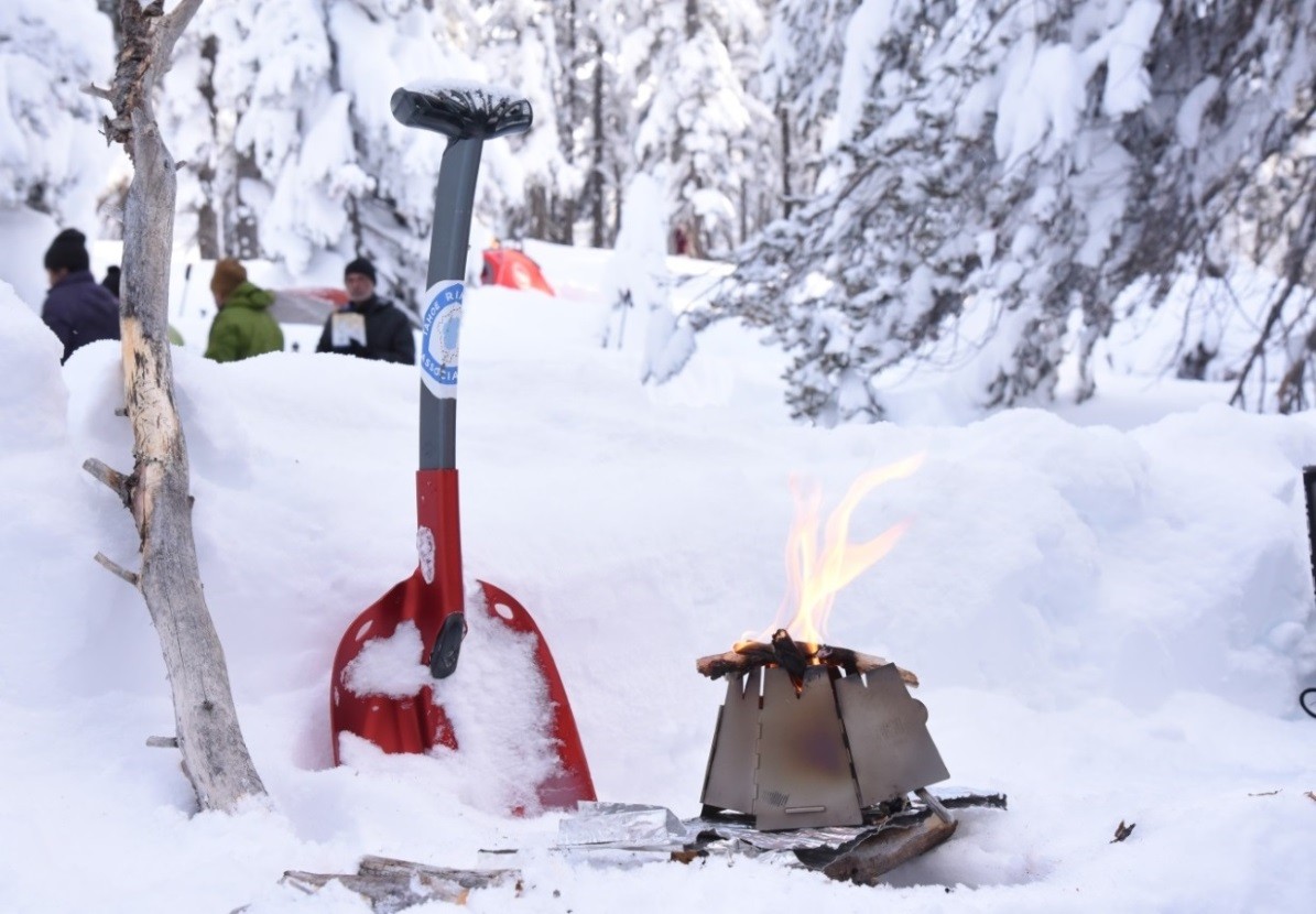 camping in snow car