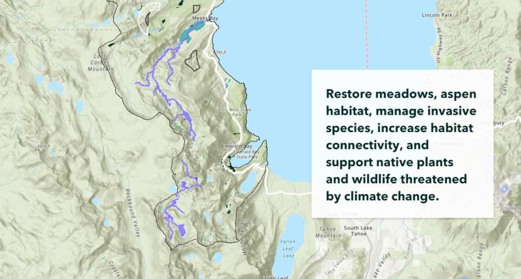 Screenshot from the Lake Tahoe West story map.