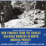 Speaker series poster featuring Roland Hsu and his presentation on the Chinese Railroad Workers